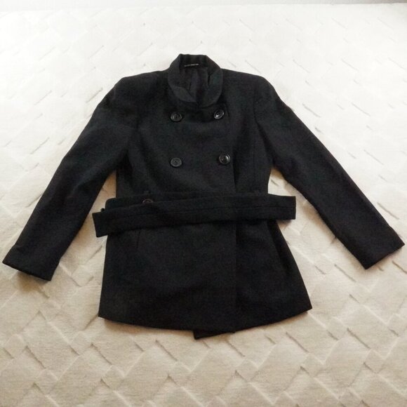 charles chang lima Double Breasted Blazer Jacket Womens 10 Black Wool Blend - Picture 1 of 12